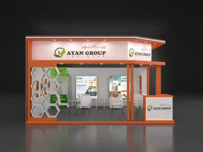 Exhibition Booth 01 20ft x 20ft x 14ft --Corner Low-poly 3D model