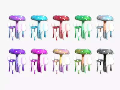 10 Fantasy Mushroom H Collection - Scene Backdrop Design 3D Model Pack