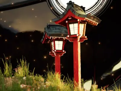 Japanese lantern Low-poly 3D model buy