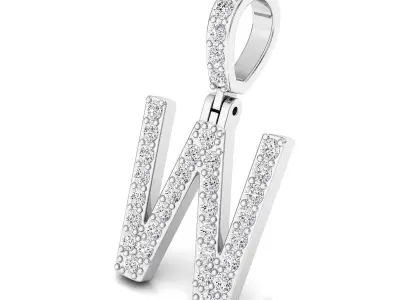 Alphabet W-letter single row pendant 3D print model