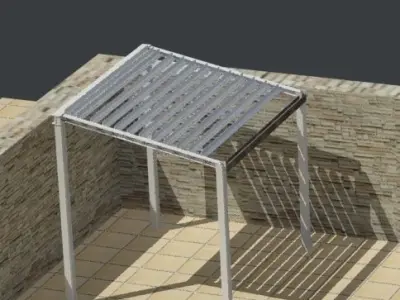 a metallic moving pergola 3D model