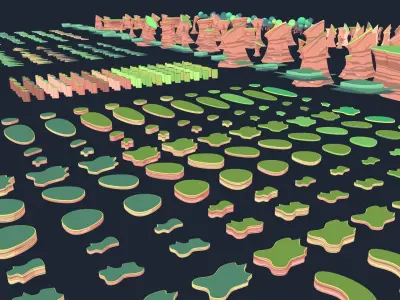 Cartoon forest kit Low-poly 3D model