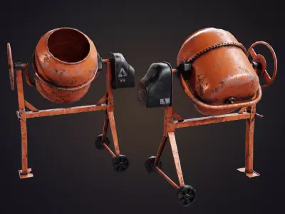 Old Concrete Mixer Low-poly 3D model