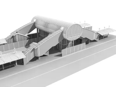 Walk Bridge With Bus Stop and Elevators 1 3D model