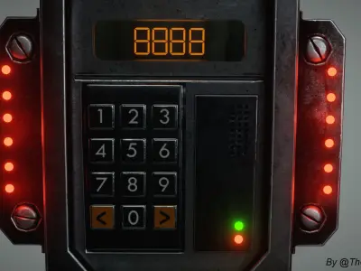 Sci-fi Security Keypad Low-poly 3D model