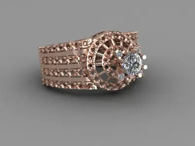 Rose Gold Women Diamond Ring 3D print model 3D print model 69