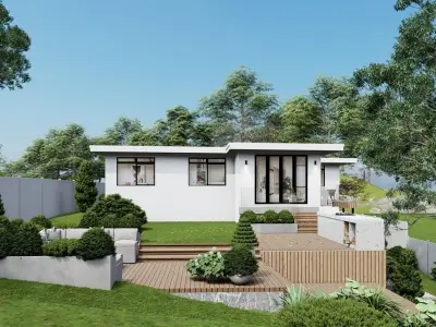 3D Exterior Scene 3D model design garden and landscape 3D model 3D model