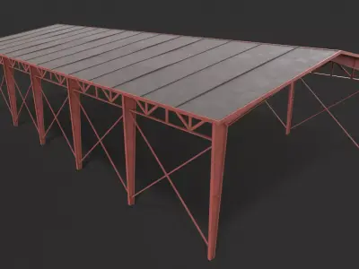 Warehouse  Hangar Garage  low poly game ready Low-poly 3D model
