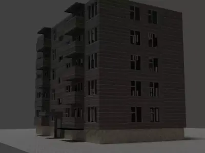 A Soviet building Low-poly 3D model