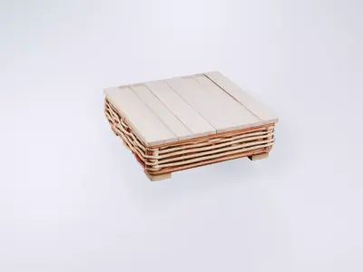 Low Poly Small Wooden Outdoor Coffee Table 3D model