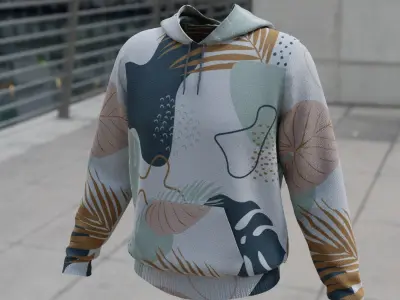 Replaceable print hoodie sweatshirt - male Low-poly 3D model