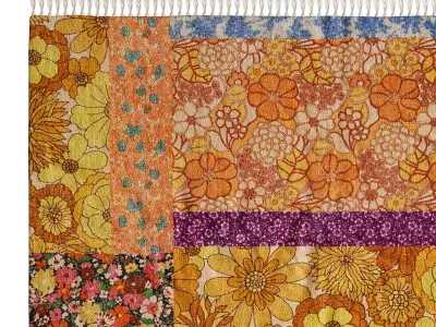 Vera Floral Patchwork Printed Rug 3D model