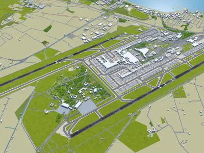Palma de Mallorca Airport 10km Low-poly 3D model