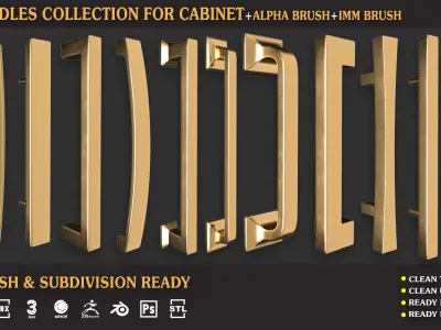 Handles Collection For Cabinet Vol 01 Low-poly 3D model