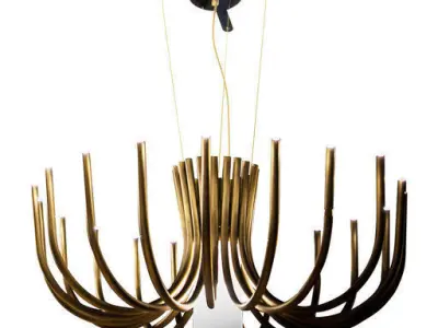 STARDUST chandelier made of brass and wood 3D model