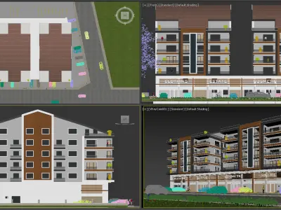 Modern Twin House Exterior 3ds max and vray Scene 3D model