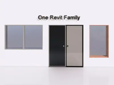 Door or window - Possibility to add side by side - Revit Family  Free low-poly 3D model