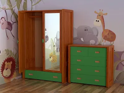 Complete set of childrens room Low-poly 3D model