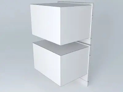 Oven stainless steel with two drawers 3D model