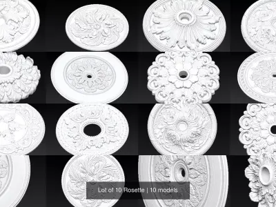 Lot of 10 Rosette 3D Model Pack