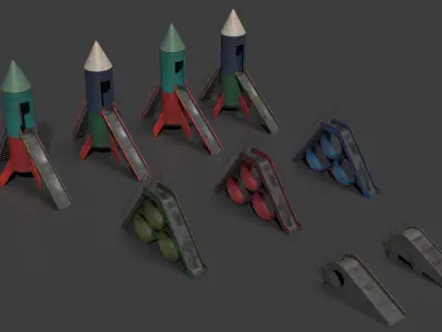 Slides For Playground Low-poly 3D model