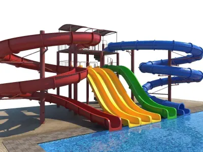 Water Slide Low-poly 3D model