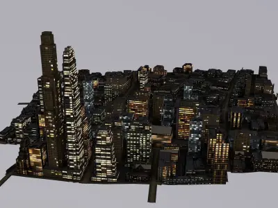LOWPOLY NIGHT CITY Low-poly 3D model