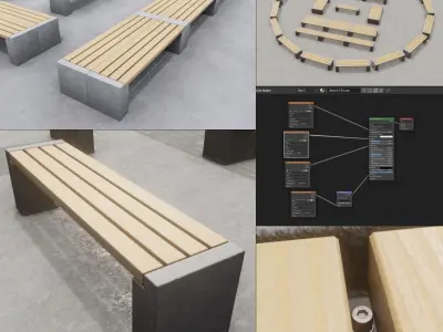 Street Bench 10 Version 1 2 and 3 3D Model Pack