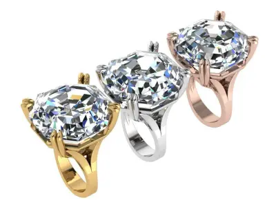 Ring279 octagon diamond ring 3D print model