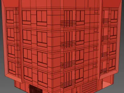 Building 5 floor Low-poly 3D model