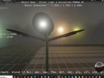 Street Light 1 Galvanized 7000mm 4F Low-poly 3D model