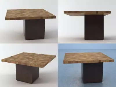 Mosaico four different tables with wooden bases 3D model