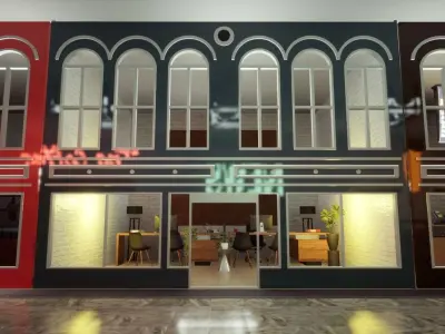 American store front wall Low-poly 3D model