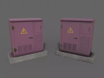 PBR Electric Box Magenta Low-poly 3D model