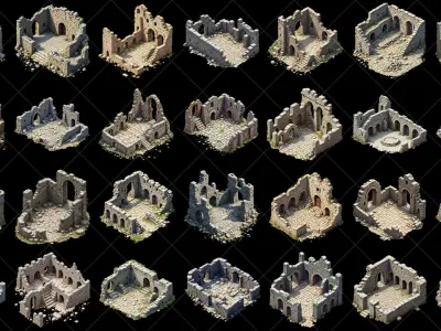 124 Transparent Fantasy Ancient Ruins Texture