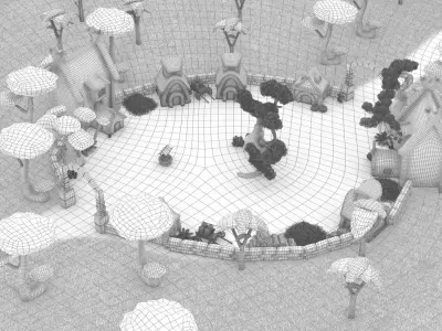 Cartoon Village 3D model