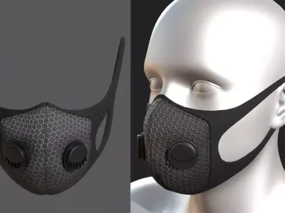 Gas mask 3d model military combat fantasy fabric  Low-poly 3D model