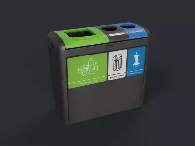 Street Trash Can 32 PBR Game Ready Low-poly 3D model