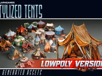 Stylized Lowpoly Tents Low-poly 3D model