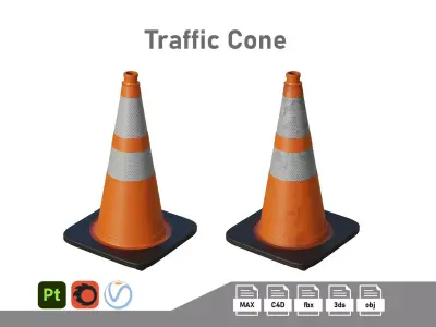 Traffic Cone Low-poly 3D model 37