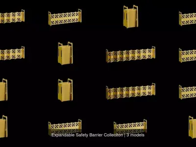 Expandable Safety Barrier Colleciton 3D Model Pack