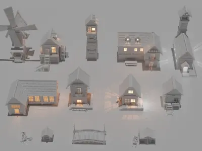 Medieval Village Set 3D print model