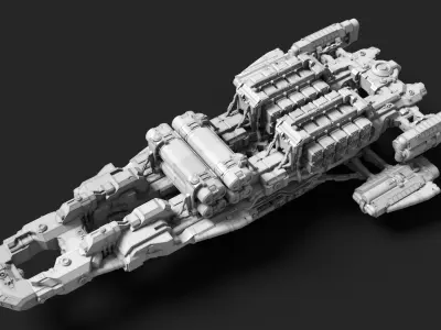 Cargo Spaceship Low-poly 3D model by purbosky