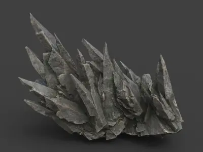Spiky Black Rock 220626 - Ultra HD 16K Textures Low-poly 3D model