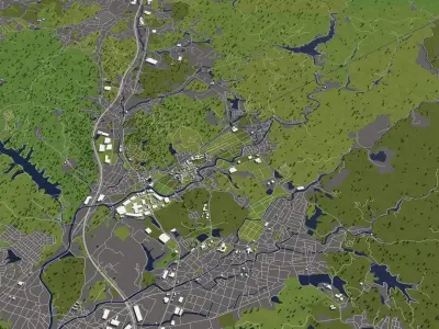 Fukuoka Japan 50x50km 3D model
