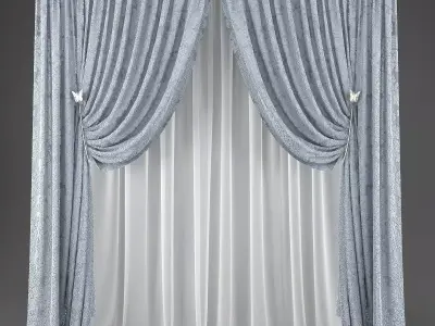 Curtains curtain Low-poly 3D model 7