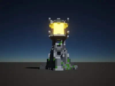 Stone Lamp Voxel Art 3D model