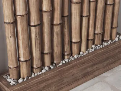 Bambo decor wood box pebble 3D model