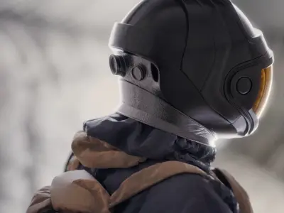 Astronaut orange space suit 3D model