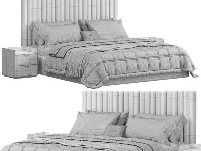 Louvers bed in navy blue by krasdom 3D model